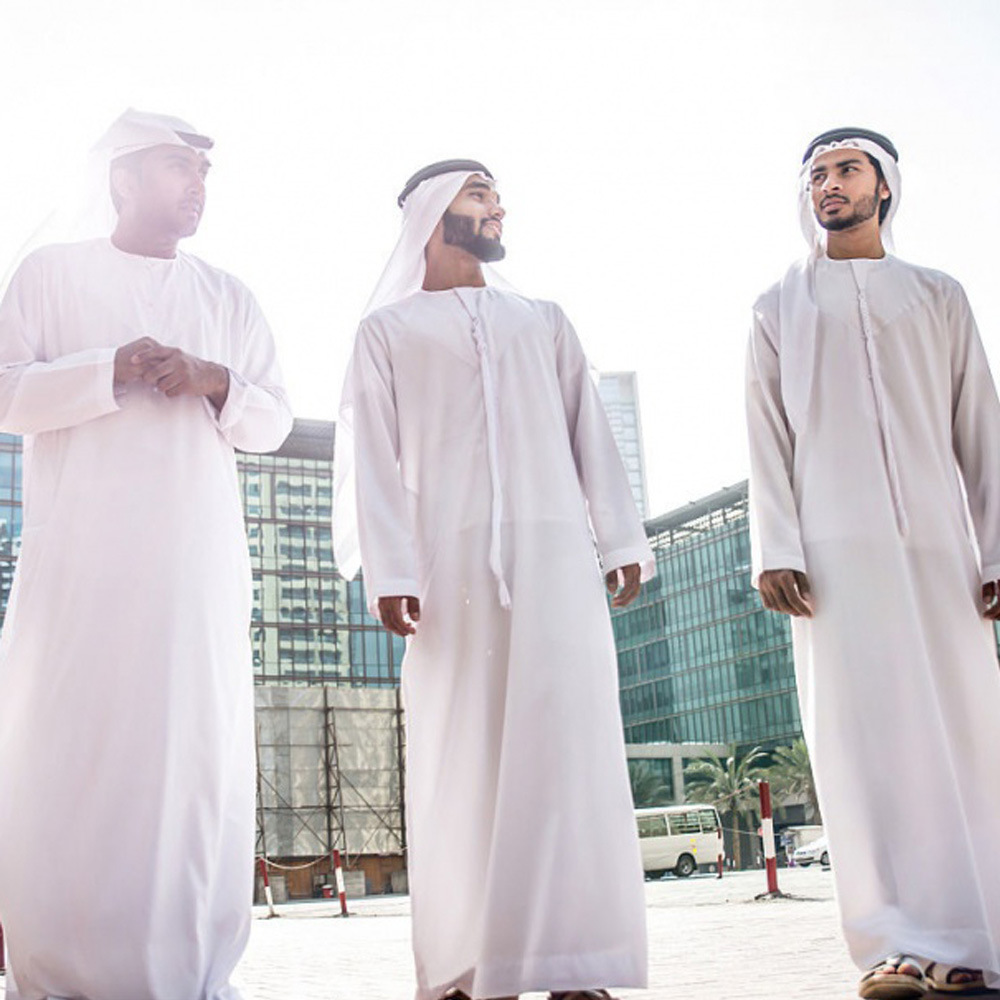 ARABIAN ROBES NEW DUBAI CLOTHING AFGHAN WHITE MIDDLE EAST POLYESTER COTTON SAUDI HIJAB HEADBAND MENS SUIT