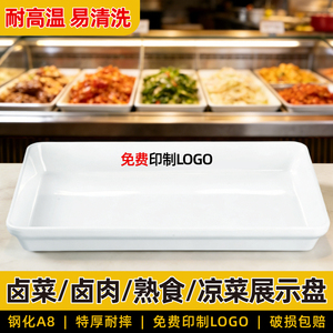 Braised Food Display Tray, Braised Duck Dishes Tray, Melamine Plastic White Rectangular Commercial Braised Cold Dish Pla
