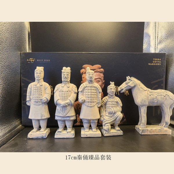 秦俑陶俑兵马俑摆件套装西安旅游纪念品陕西特色工艺品陶土俑送礼