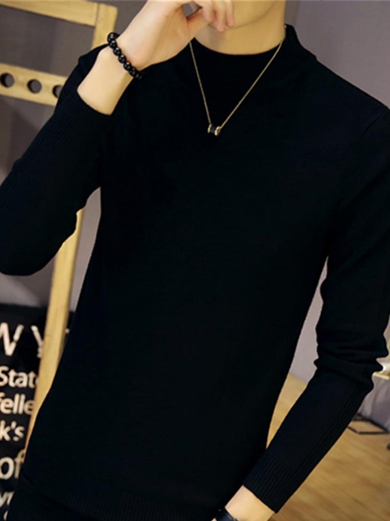 TURTLENECK SWEATER MENS KOREAN VERSION OF THE TREND SLIM KNITWEAR AUTUMN AND WINTER FLEECE THICKENED SWEATER MENS CASUAL BASE LAYER