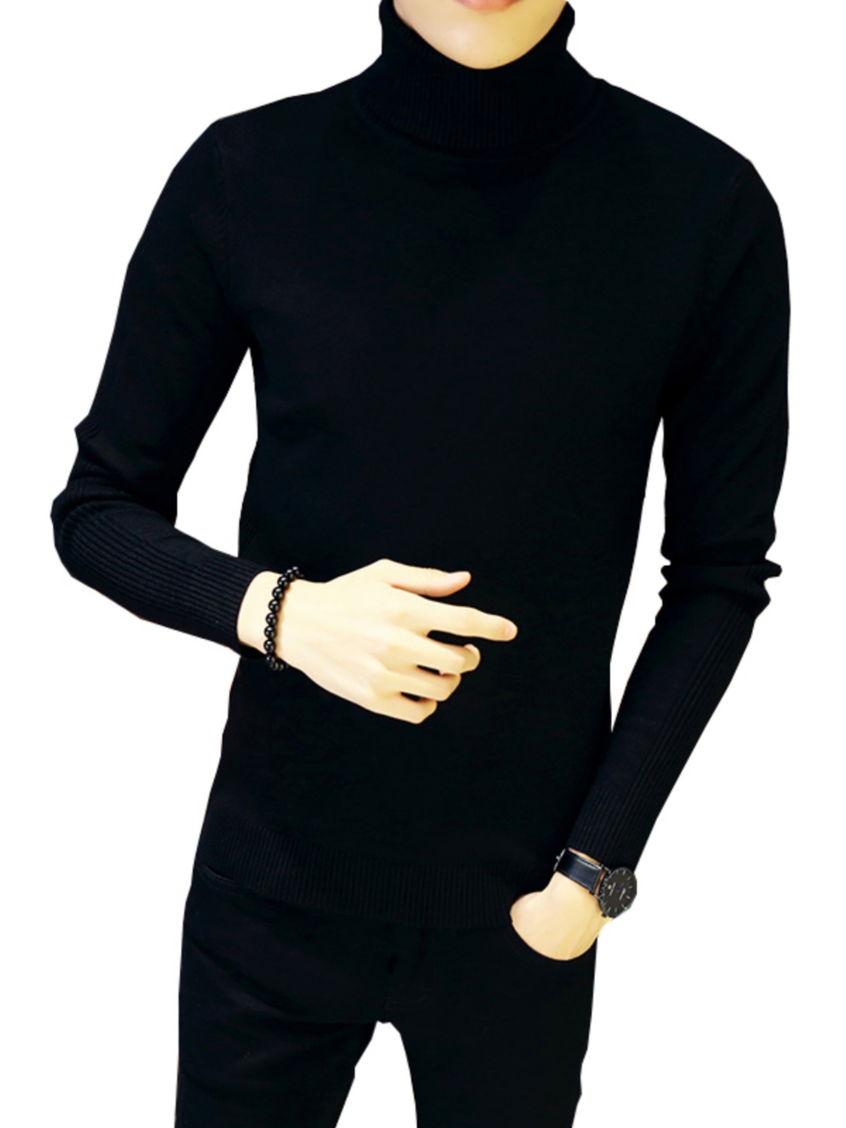 TURTLENECK SWEATER MENS KOREAN VERSION OF THE TREND SLIM KNITWEAR AUTUMN AND WINTER FLEECE THICKENED SWEATER MENS CASUAL BASE LAYER