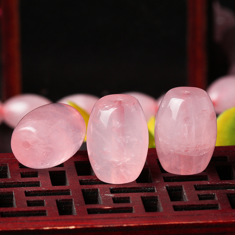 NATURAL PINK CRYSTAL BUCKET BEADS SINGLE LOOSE BEADS PEACH BLOSSOM BRACELET ACCESSORIES DIY HANDMADE MATERIALS CULTURAL TOYS BRACELET ACCESSORIES