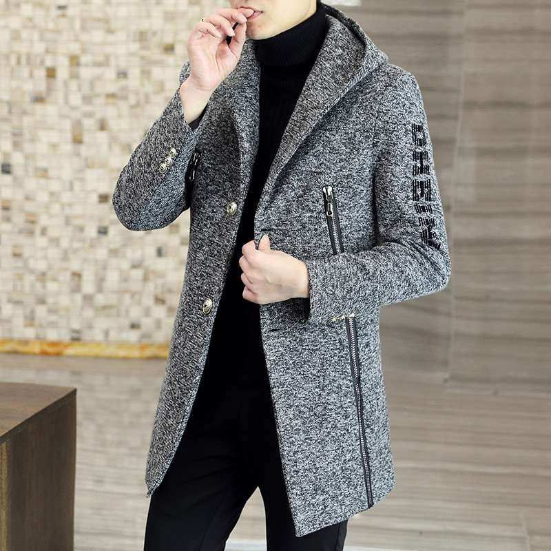 MENS TRENCH COAT MID-LENGTH TRENDY BRAND MENS 2024 NEW TRENDY WOOLEN COAT THICKENED HANDSOME AUTUMN AND WINTER COAT