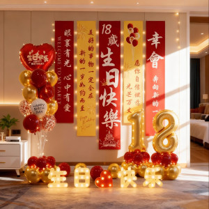 18-Year-Old Boy and Girl Coming-Of-Age Ceremony Birthday Decoration Balloons Home Scene Setup Atmosphere Ceremony Props 