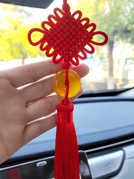 车内挂件中国结平安扣出入平安葫芦貔貅白玉黄杨黑檀木后视镜车载
