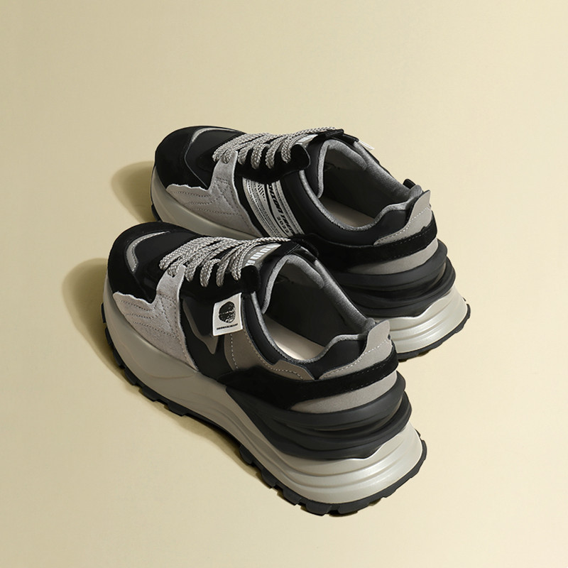 ISNT THIS THE SHOES OF THE HEROINE OF A KOREAN DRAMA RETRO COLOR-BLOCK MATTE PLATFORM PLATFORM VERSATILE CASUAL SNEAKERS FORREST GUMP SHOES