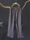Literary loose and cool 100% linen zipper small feet trousers for women summer simple solid color Yamamoto trousers wandering pants