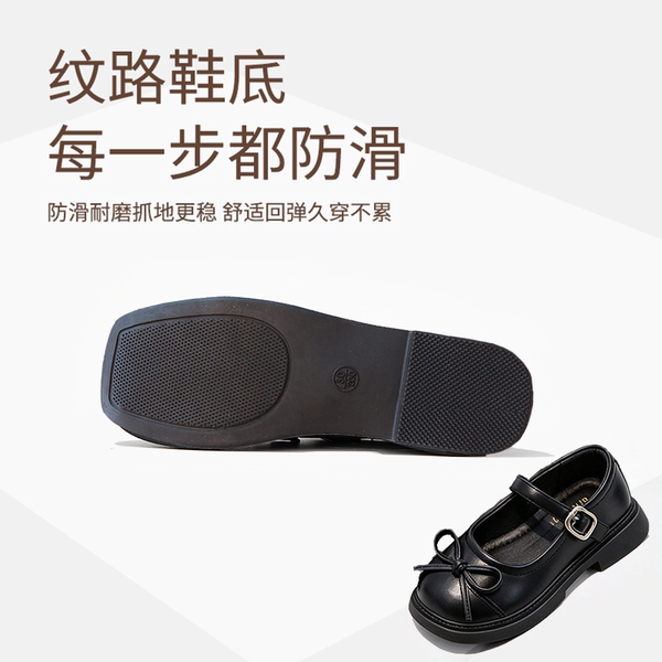 黑色小皮鞋女童学院风蝴蝶结款百搭超软2026新款不累脚英伦风儿童 — 4