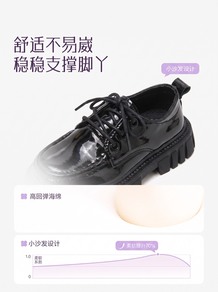 黑色小皮鞋女童学院风配裙子小黑皮鞋演出软底儿童女孩厚底增高夏 — 3