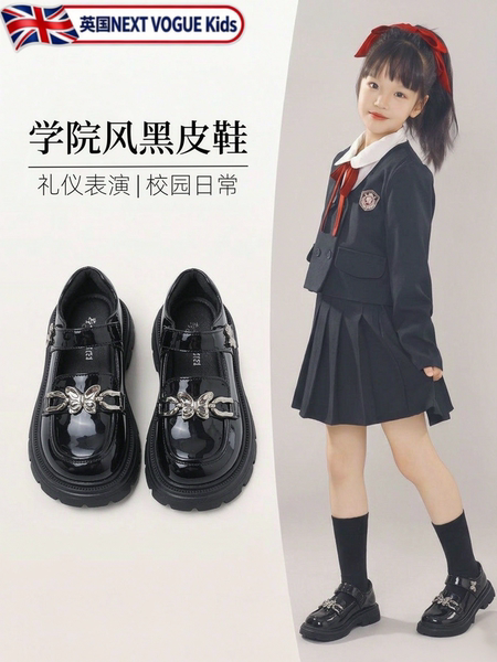 黑色小皮鞋女童学院风增高女款百搭英伦风不累脚厚底圆头2026新款