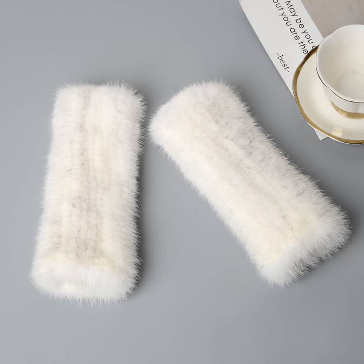 MINK FUR HAND-KNITTED FINGERLESS HALF-FINGER THICK WARM WINTER WRISTBAND MID-LENGTH GLOVES