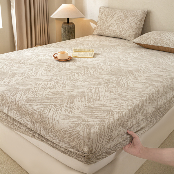 2025新款A类全棉纯棉三层纱提花床笠三件套床垫保护罩母婴级床套