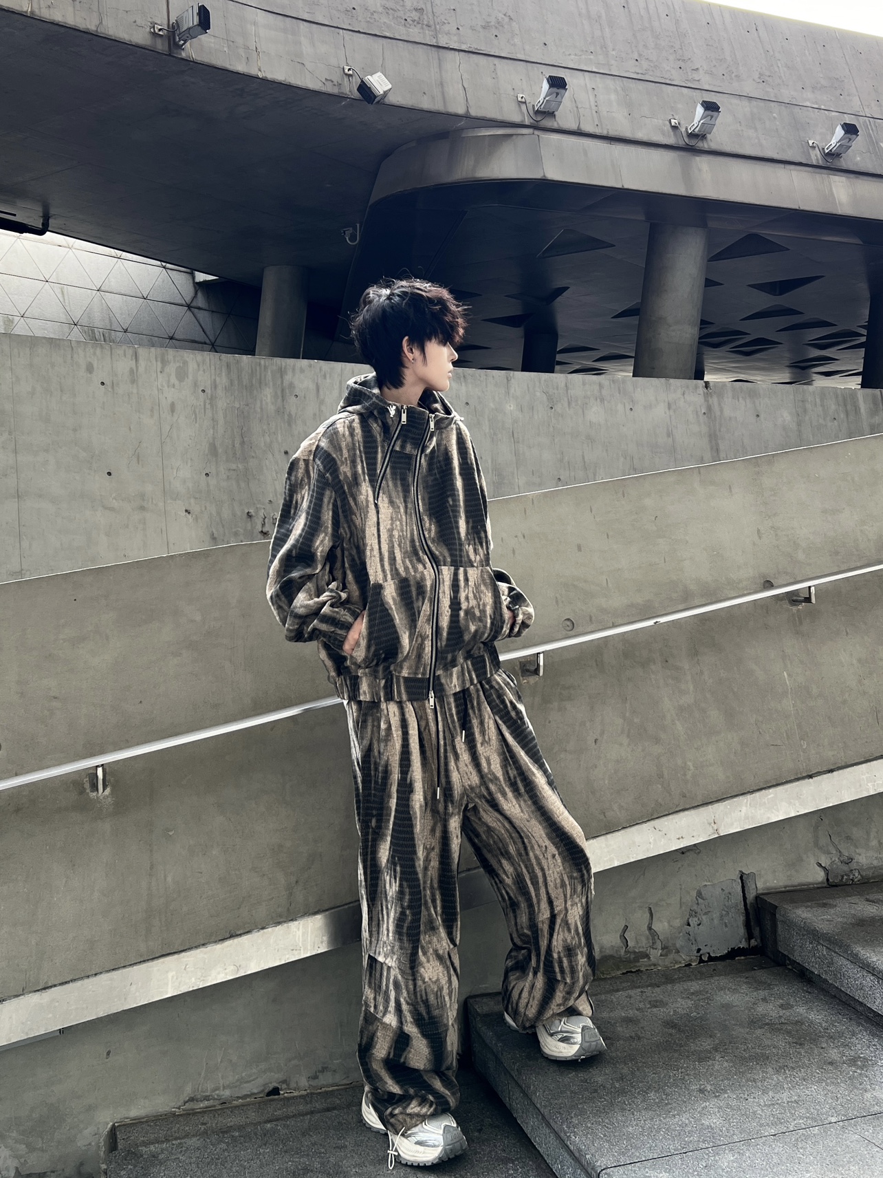 ASTRO LAB SPRING ZIP EMBELLISHED HOODED WASTELAND CASUAL LOOSE SUIT AMERICAN VINTAGE PRINT SET