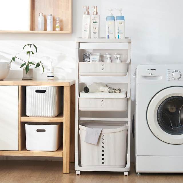 New product household multi-functional sorting storage rack bathroom classification dirty laundry basket laundry basket plastic large mobile storage