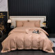 Light luxury pure cotton tribute satin bed cover four-piece set cotton embroidered quilt cover quilted cotton thickened sheets bedding