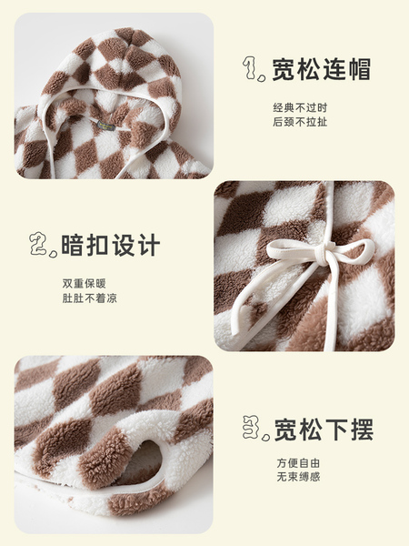 小黑托昵秋冬男女童睡袍休闲睡衣宝宝居家服女孩两用连帽外穿浴袍 — 4