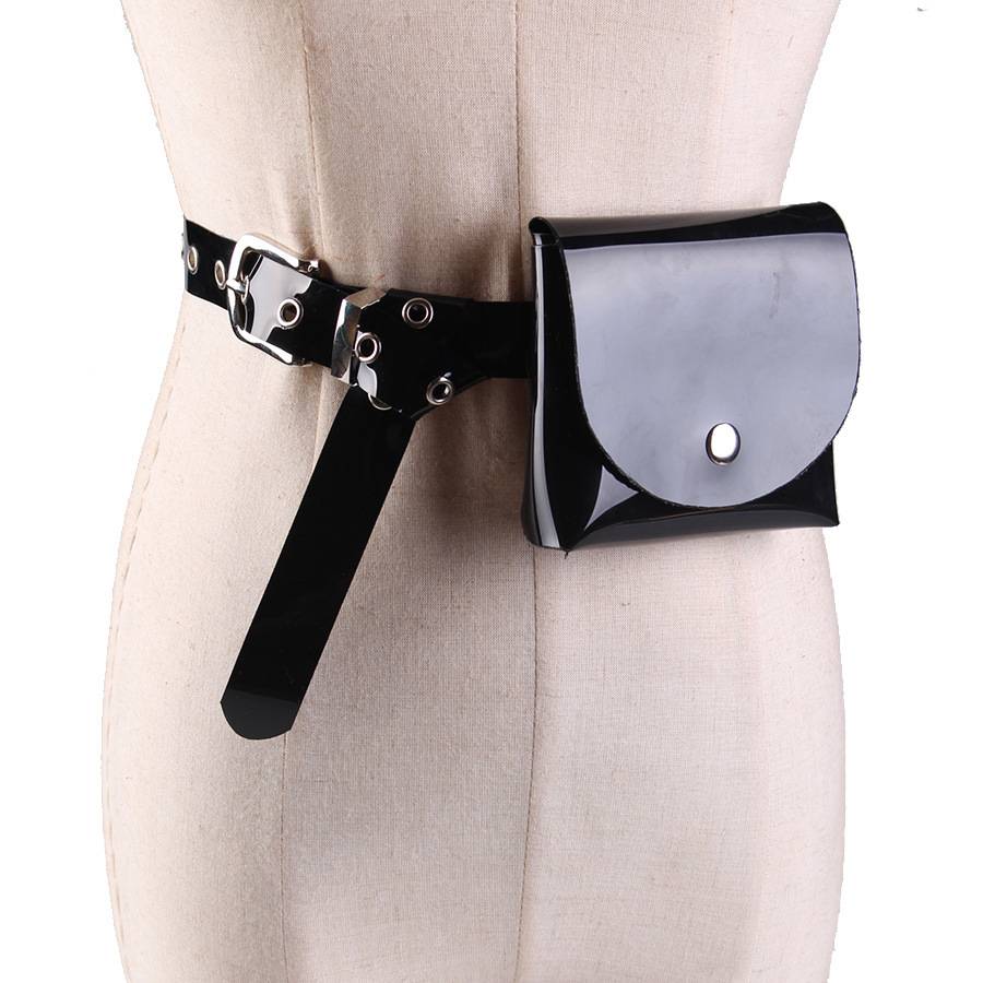 FASHION POUCH PLASTIC BELT WOMENS LASER DECORATION TRANSPARENT CHILDRENS COIN PURSE BAG WAIST BAG JELLY BELT