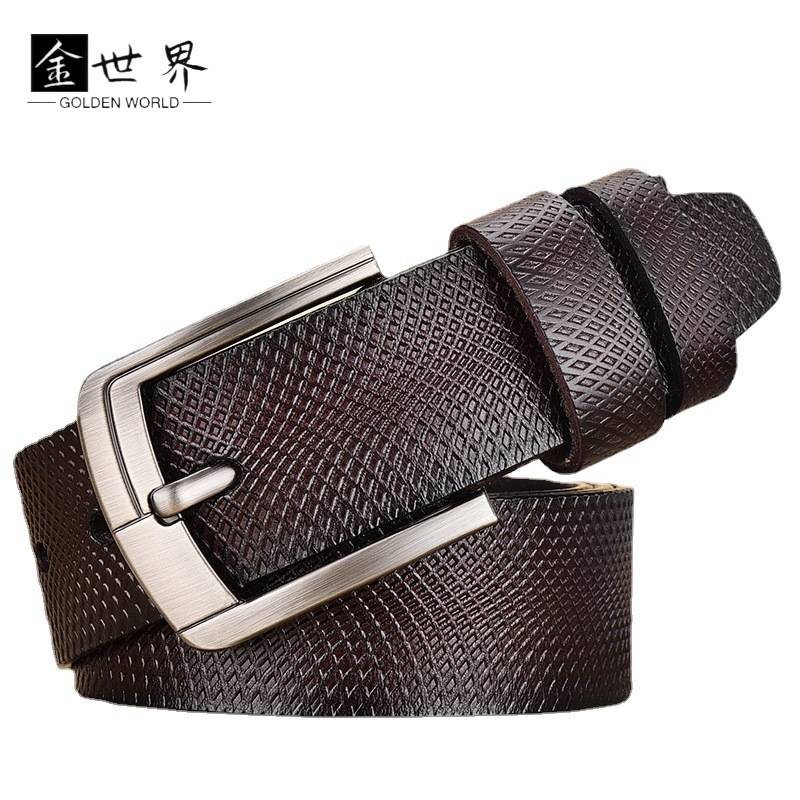 GOLD WORLD BELT MENS VINTAGE BELT MESH EMBOSSED PIN BUCKLE CASUAL PANTS BELT ONE PIECE