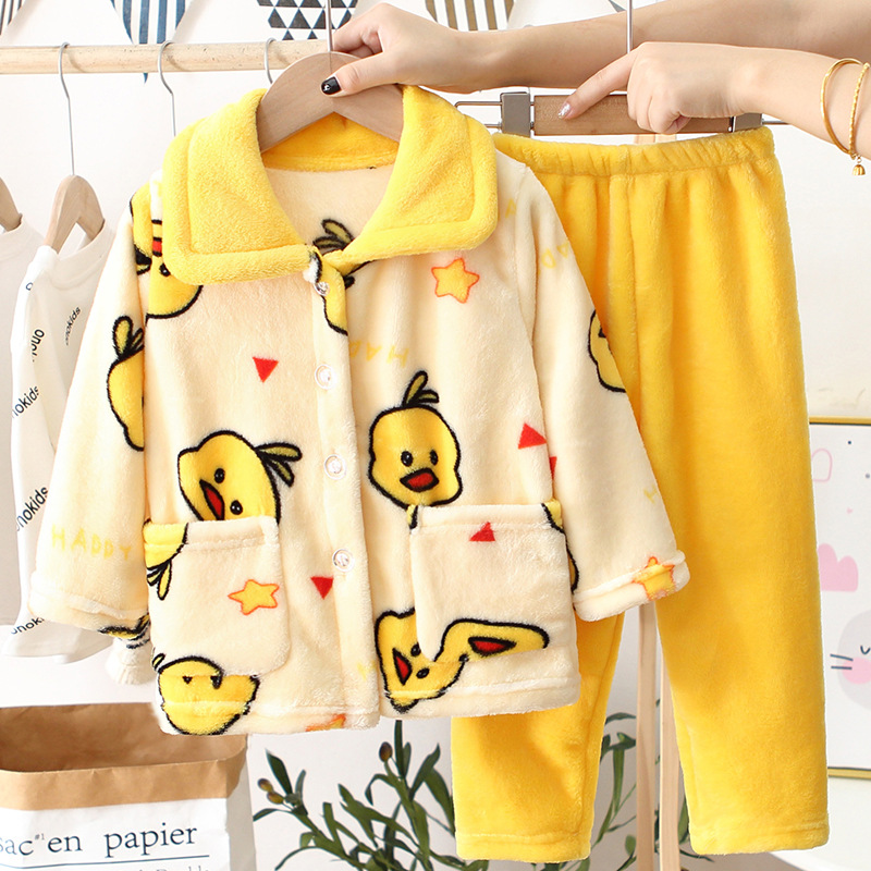 AUTUMN AND WINTER CHILDRENS NEW FLANNEL PAJAMAS 1 TO 3 YEARS OLD CHILDREN 2 HOME CLOTHES 4 BOYS AND GIRLS 5 WARM 7 SETS
