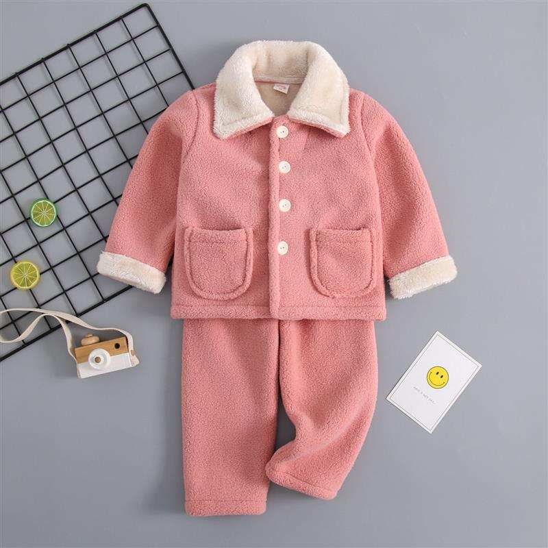 AUTUMN AND WINTER CHILDRENS FLANNEL MENS AND WOMENS PAJAMAS 1-9 YEARS OLD 2 THICKENED 3 BABY 5 LOUNGEWEAR 7 SETS