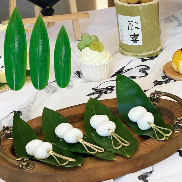 竹叶糕点摆盘中式叶子茶歇竹子道具甜品茶点点心装饰粽叶竹叶摆盘
