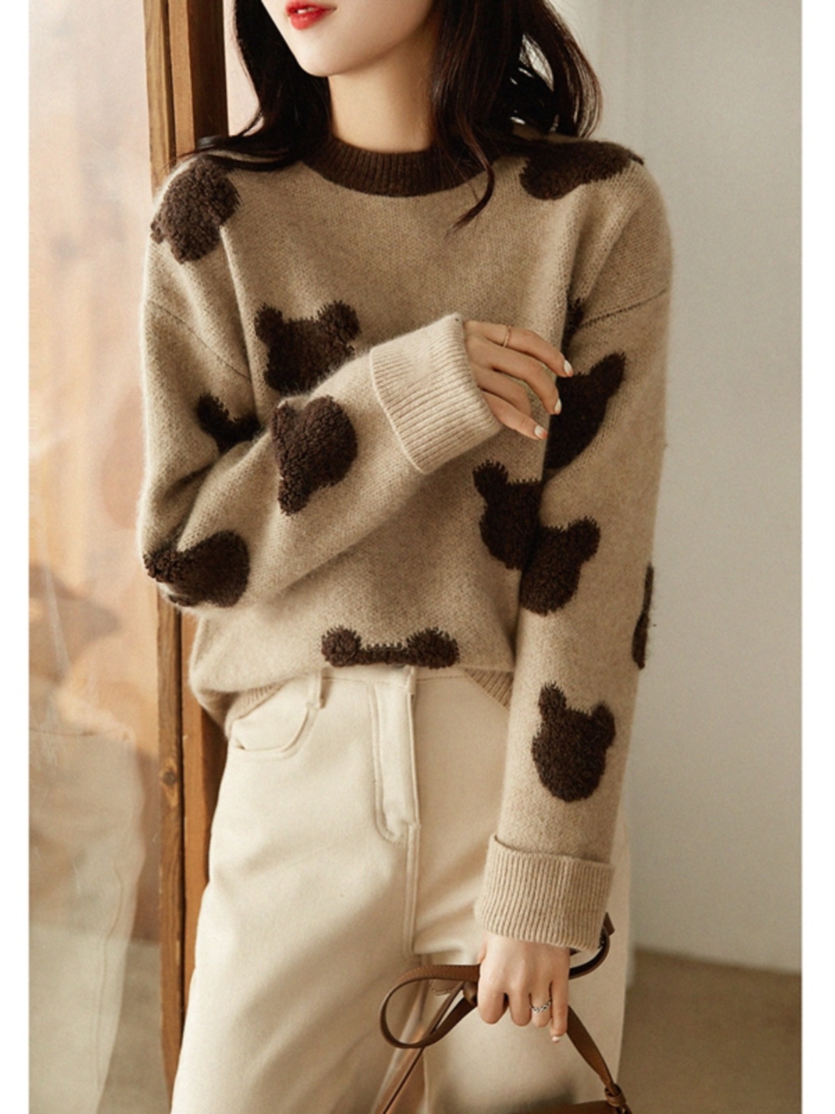 EUROPEAN HIGH-END HEAVY INDUSTRY SMALL FRAGRANCE HIGH-END SENSE OF LUXURY SOFT GLUTINOUS THREE-DIMENSIONAL CARTOON EMBROIDERY RACCOON FLUFF SWEATER WOMENS WINTER THICKENING