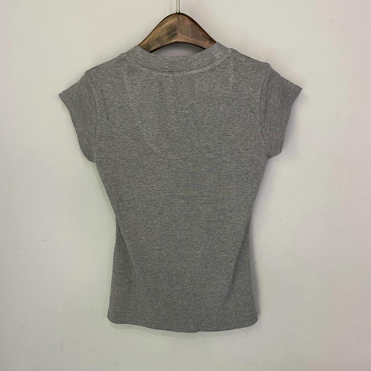 브랜드 할인 철수 대외 무역 수출 마지막 주문 틈새 간단한 스레드 탄성 반팔 여성용 슬림 다목적 여성용 탑