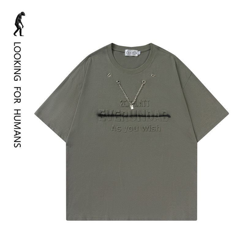 [LOOKING FOR HUMANS] 2024 SUMMER HIGH STREET RETRO CHAIN THREE-DIMENSIONAL LETTER LOOSE COUPLE