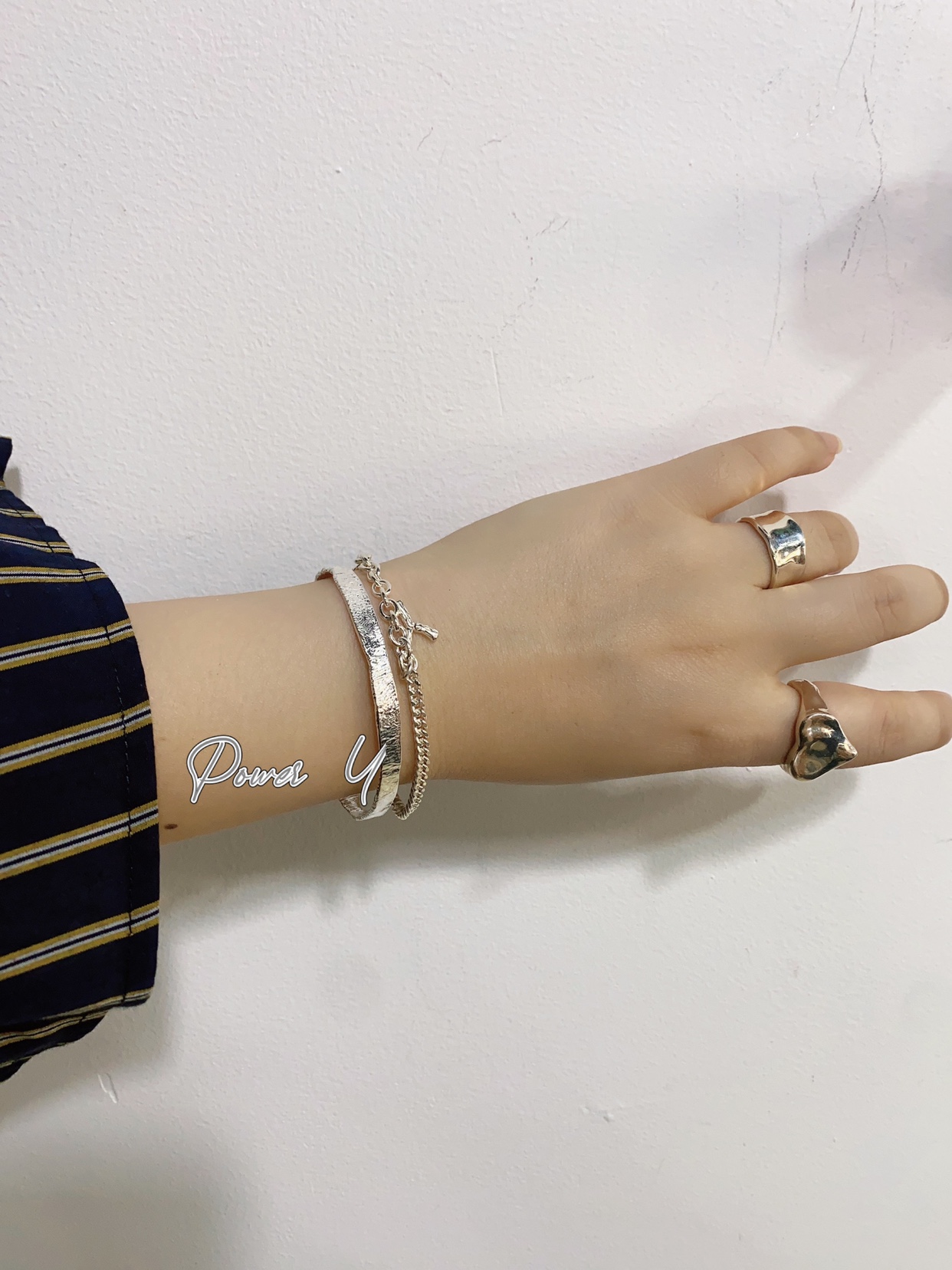 POWER Y|SEOUL SILVER|  BARK TEXTURE OPEN BRACELET