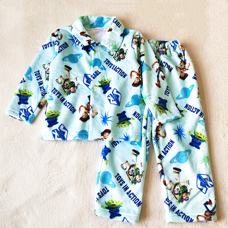 NEW KIDS FLANNEL PAJAMA SET BOY MONSTER COLLEGE CARTOON OPEN BODY LOUNGEWEAR CASUAL AIR CONDITIONED WEAR