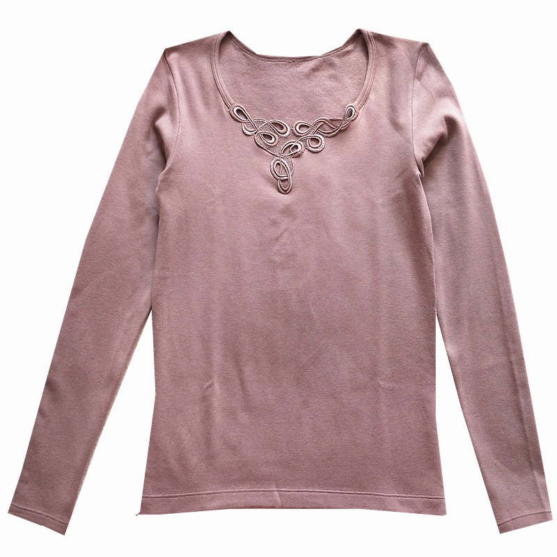 WARM * YANG SERIES WOMENS WARM LONG-SLEEVED TOPS EMBROIDERED FLORAL COLLAR HEATING FIBER FABRIC BASE AUTUMN CLOTHES ARE ON