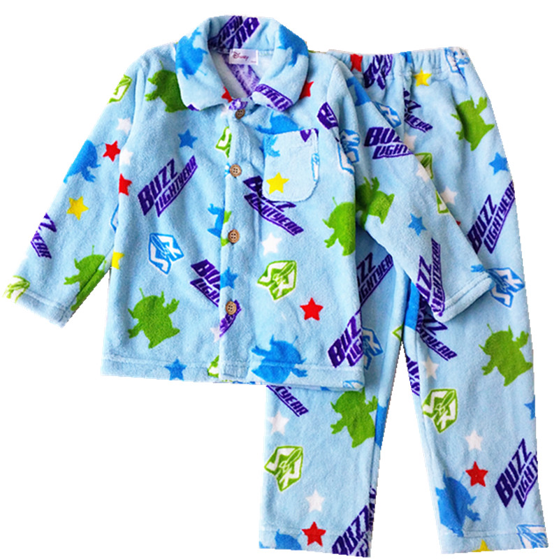 ORIGINAL NEW CHILDRENS CORAL FLEECE LOUNGEWEAR SET BOYS MONSTERS COLLEGE CARTOON PAJAMAS WARM CASUAL WEAR