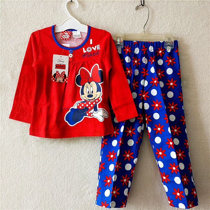 ORIGINAL SPRING AND AUTUMN CHILDRENS COTTON LOUNGEWEAR SET GIRLS EMBROIDERED CUTE CARTOON PAJAMAS CASUAL AIR-CONDITIONED CLOTHES