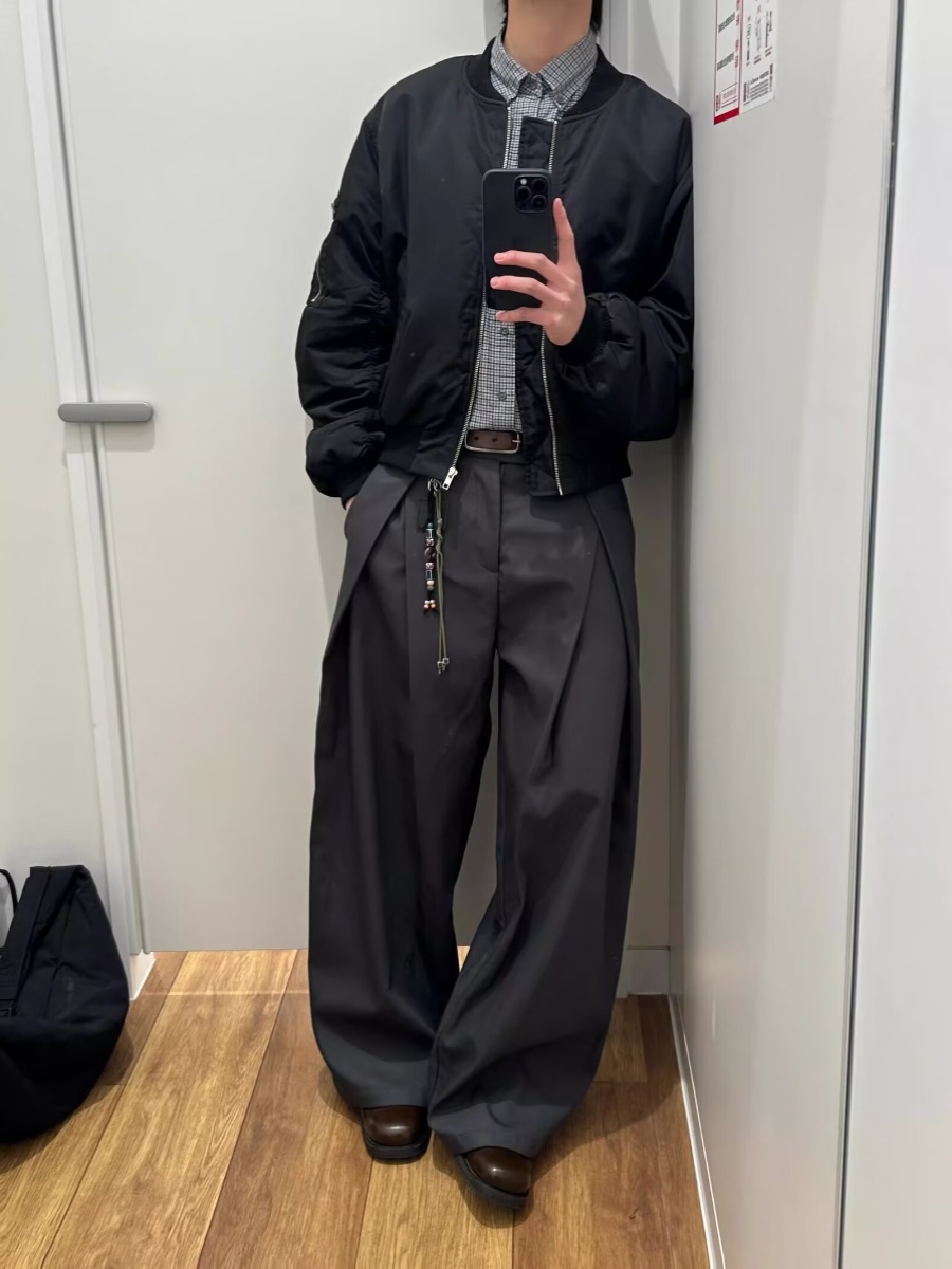 cleanfit风格TR立体褶皱西裤男女阔腿休闲裤设计感长裤春秋款潮