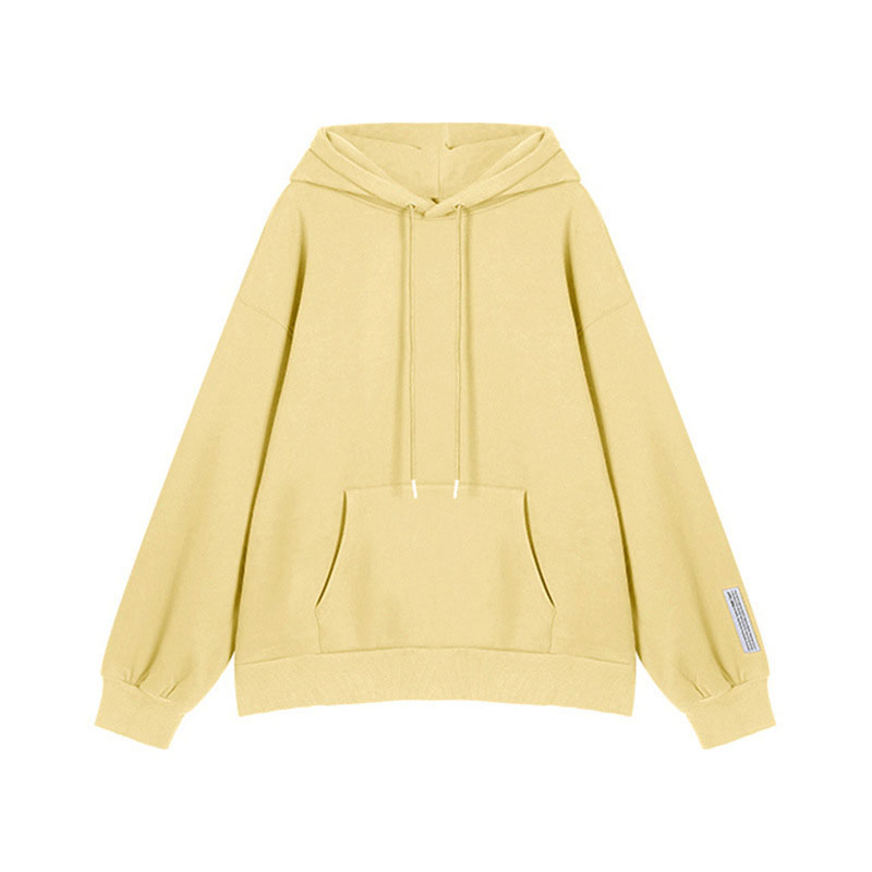 THE COUNTER MALL WITHDREW THE HIGH-END HOT AUTUMN AND WINTER COTTON WOMENS YELLOW HOODED AND THICKENED SWEATSHIRT WOMENS SPRING THIN STYLE