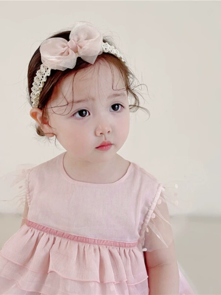 韩版夏季女宝宝蝴蝶结公主发饰婴幼儿超仙满月头花婴儿百天发带