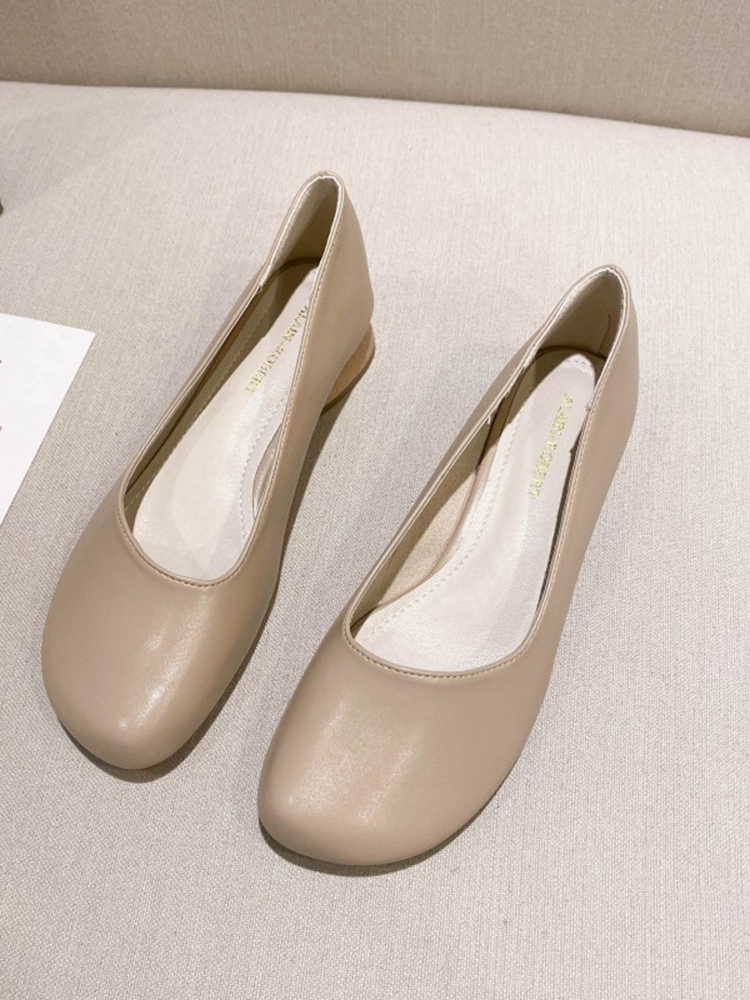 밀라노 스튜디오 2024 새로운 프랑스 레이디 다목적 두꺼운 뒤꿈치 엄지 발가락 인형 신발 얕은 입 플랫 여성 신발