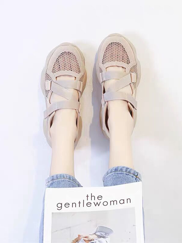 밀란 스튜디오 2024 여름 신상 메쉬 통기성 아빠 신발 여성용 선녀 스타일 로마 샌들