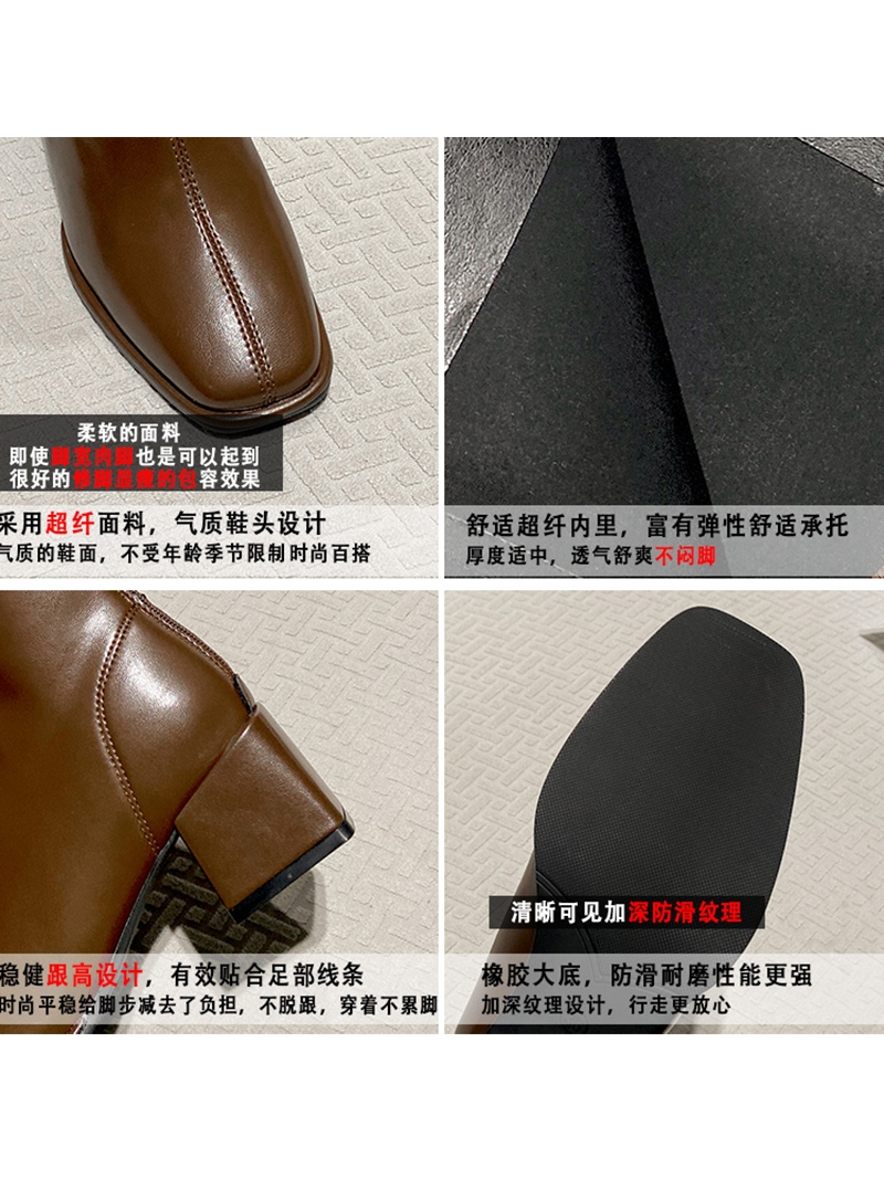 MILAN STUDIO BLOCK HEEL SQUARE TOE WOMENS BOOTS 2024 NEW HIGH HEELS HIGH HEELS SMALL BOOTS WOMEN