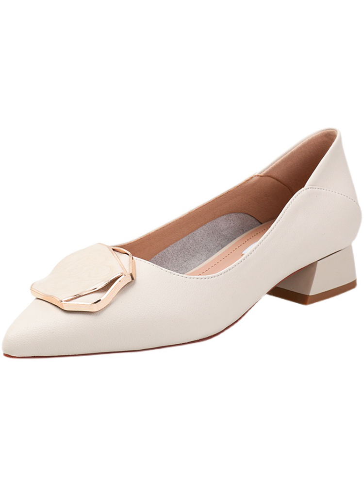 밀라노 스튜디오 트렌디 브랜드 여성을위한 두꺼운 뒤꿈치 할머니 신발 2024 새로운 스타일  가죽 지적 발가락 여성을위한 다목적 얕은 입 단일 신발