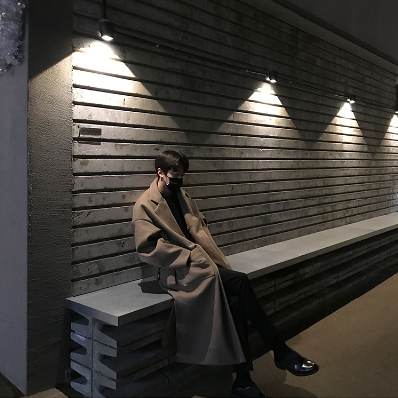 HIGH-QUALITY WOOLEN COAT MENS SPRING AND AUTUMN KOREAN VERSION OF THE TREND HANDSOME WINDBREAKER MID-LENGTH NIZI JACKET DESIGN IS NICHE