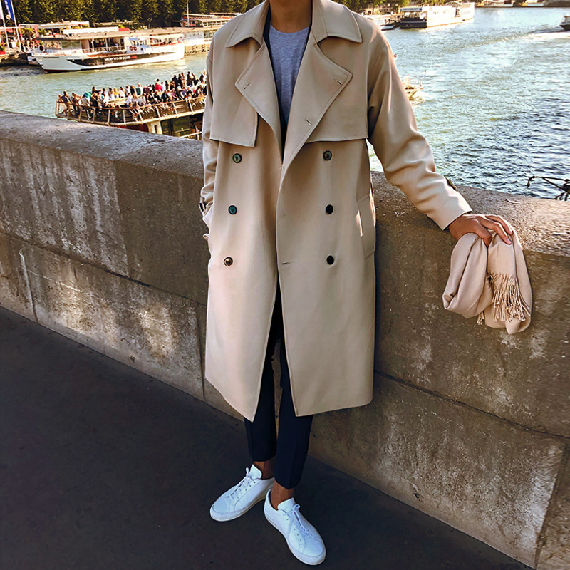 GERMAN TRENCH COAT BOYS MID-LENGTH RUFFIAN HANDSOME HIGH-END BRITISH BALMAKEN COAT CAPE CAPE SPRING AND AUTUMN