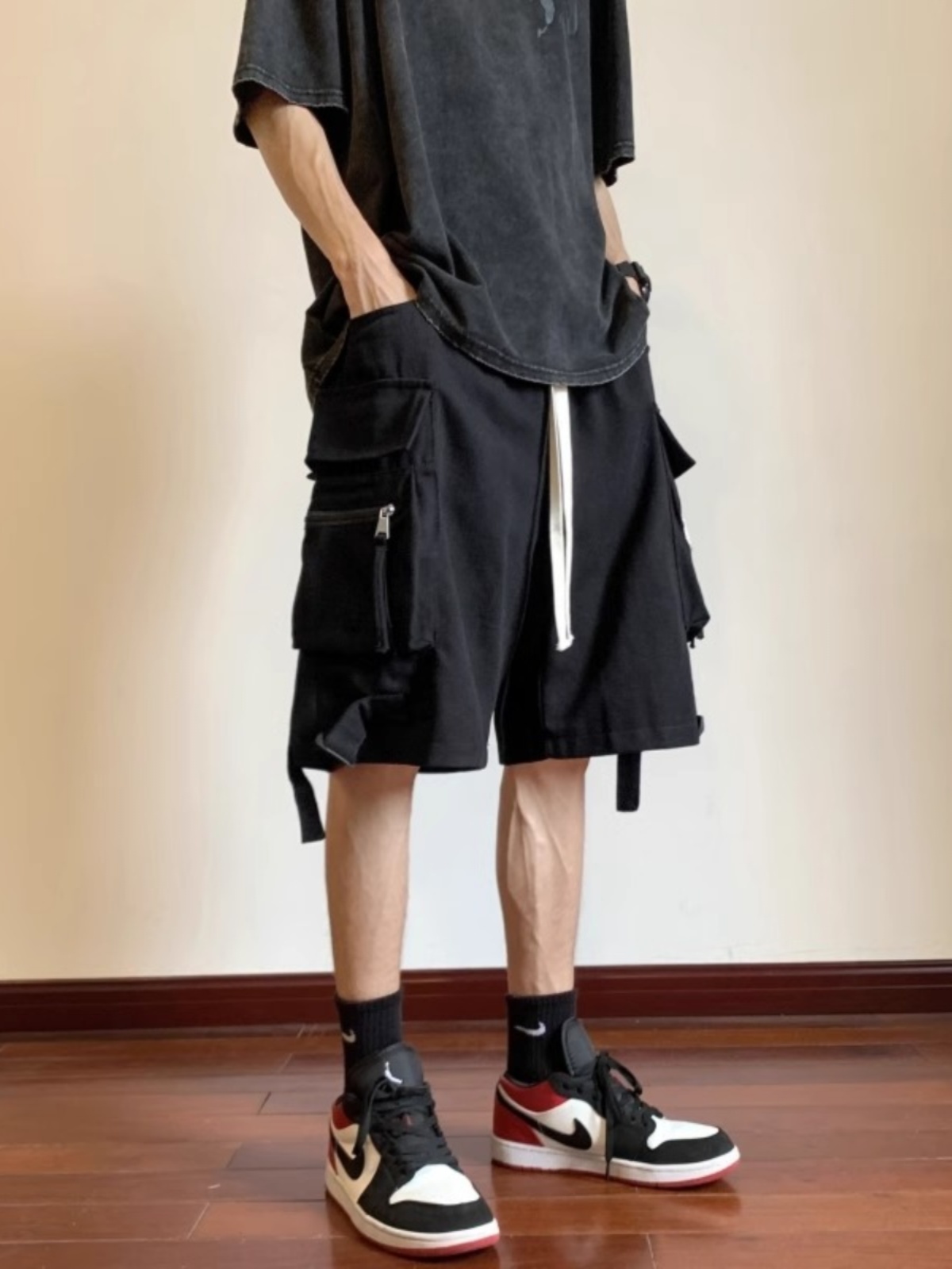 CARGO SHORTS MENS SUMMER 2024 NEW AMERICAN RETRO FASHION BRAND LOOSE WIDE-LEG STRAIGHT-LEG CASUAL FIVE-POINT PANTS