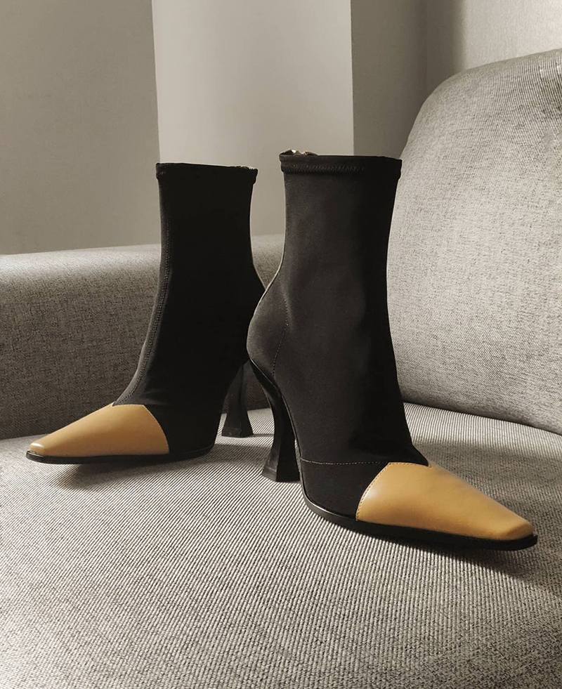 MEILI STAR THE SAME CATWALK MODEL EUROPEAN AND AMERICAN HIGH-SENSE ELASTIC SKINNY BOOTS WOMENS SHOES NEW AUTUMN AND WINTER 2024