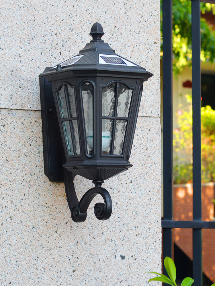 야외 벽 램프 방수 정원 램프 발코니 문 계단 램프 유럽 복고풍 야외 태양 벽 램프