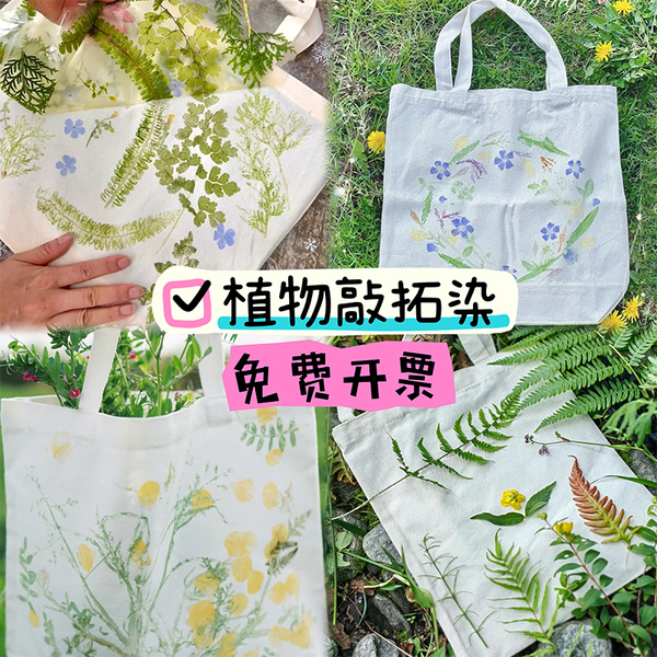 植物树叶敲拓染幼儿园活动diy全棉帆布袋白色手提袋拓印工具材料