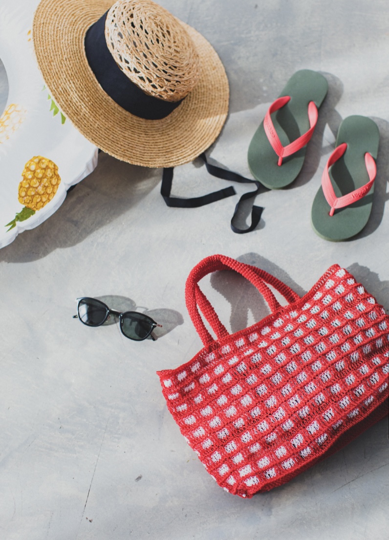 YOKOTA DARUMA|PLACORD PLASTIC WIRE PLAID TOTE BAG CROCHET MATERIAL PACKAGE NON-FINISHED PRODUCT