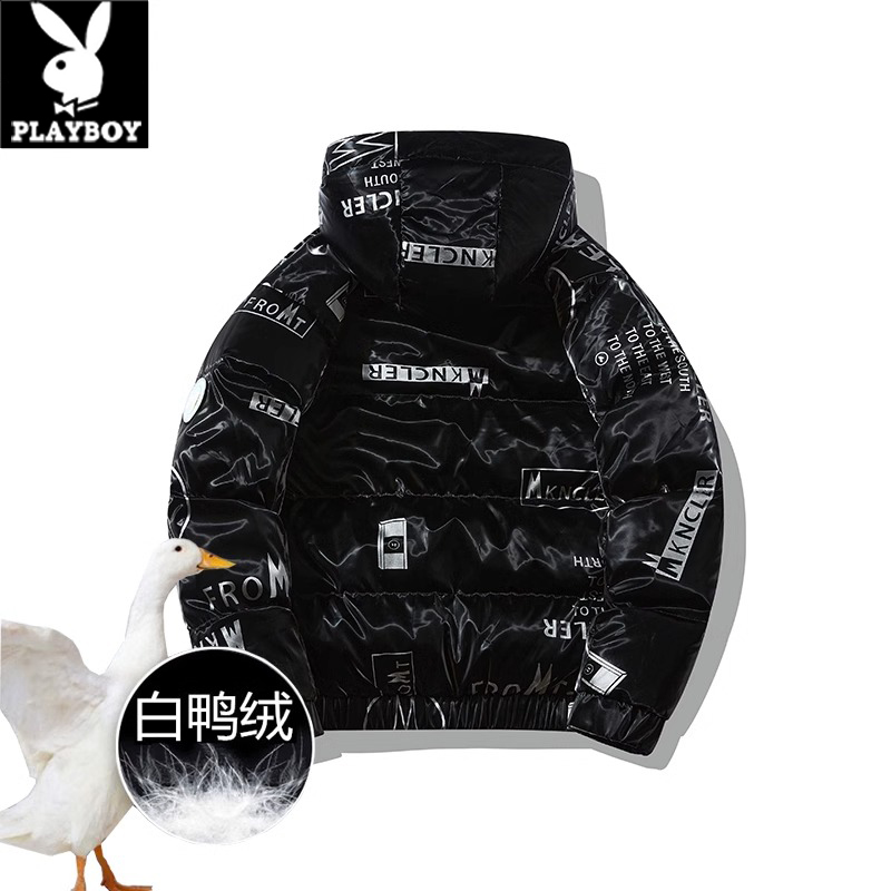 PLAYBOY CLEARANCE OFF CODE DOWN JACKET MENS 2024 NEW WINTER SHORT COUPLE THICKENED JACKET MENS WINTER CLOTHES