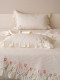 French ruffled sky silk cotton quilted bed cover three-piece set girl heart embroidered cotton sheet pillow cover