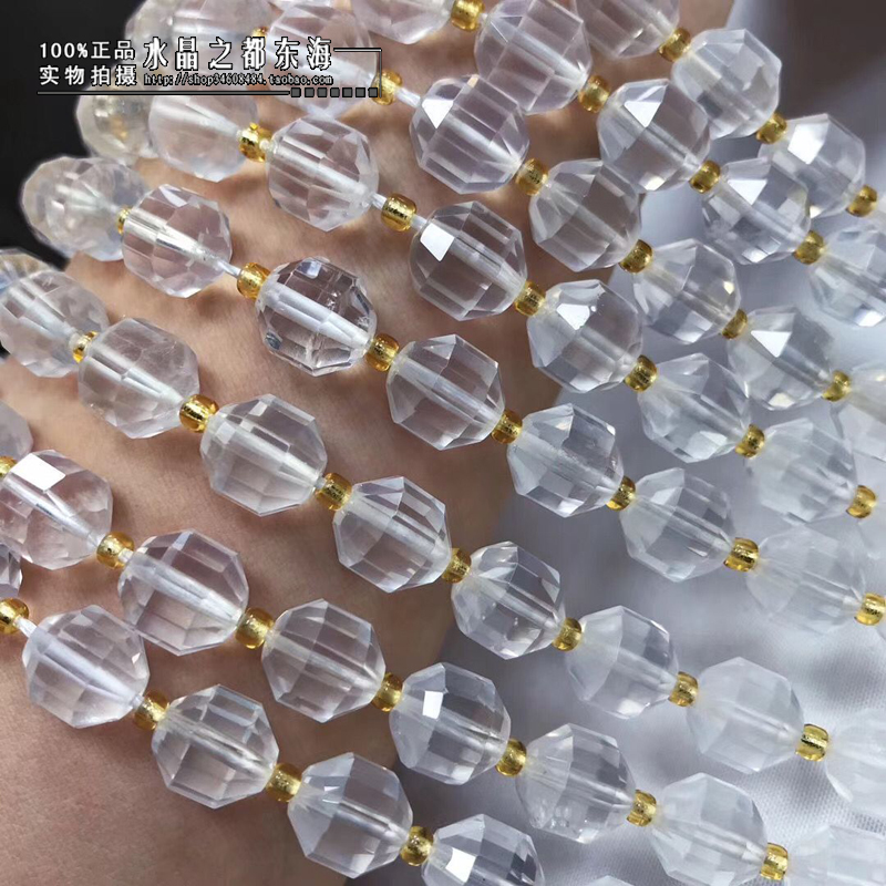 9X10MM 천연 우유 화이트 크리스탈 크림 바디 화이트 크리스탈 위성 다이아몬드 페이스 랜턴 비드 컷 루스 비드 반제품